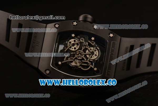 Richard Mille RM 055 Bubba Watson Miyota 9015 Automatic Ceramic Case with Black Rubber Strap and Black Dial - Click Image to Close